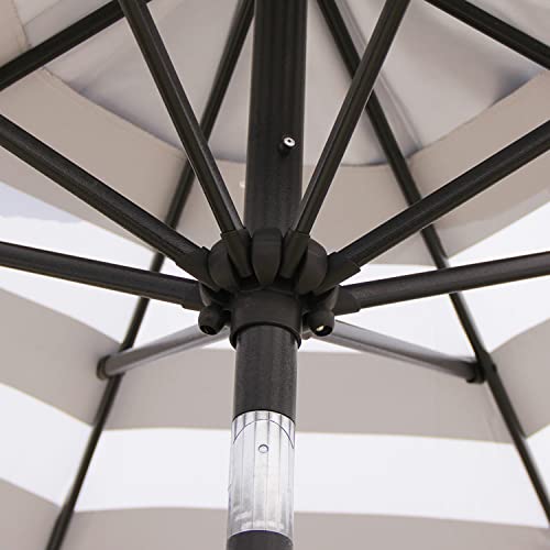 Blissun 9' Outdoor Patio Umbrella, Outdoor Table Umbrella, Yard Umbrella, Market Umbrella with 8 Sturdy Ribs, Push Button Tilt and Crank - color: Black & White Stripe