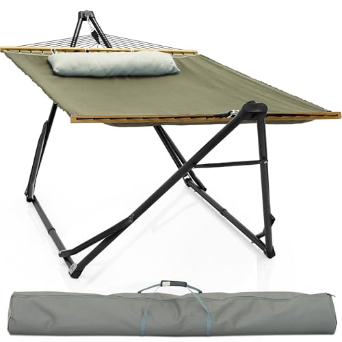 Tranquillo Unity Adjustable Hammock Stand, 800 lbs Capacity Steel Double Hammock Stand for 2 Persons, Premium Pre-Assembled Stand for Indoor Outdoor, Sage - color: 4. Sage, size: Large