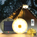 2-Pack Solar Camping String Lights, 39.4FT Portable Waterproof Camping Light with 8 Lighting Modes, Solar Powered and USB Rechargeable Tent Lantern with Remote Control for Camping, Garden and Hiking - size: 2 Pack