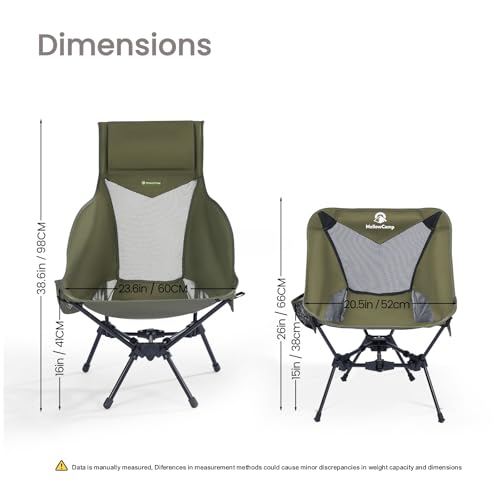 MellowCamp High Back Camping Chair, Oversized Comfort Design Collapsible Camp Chair with Pillow (Green) - color: High Back Green