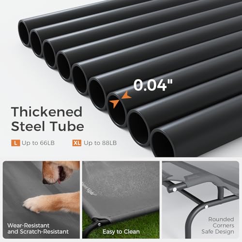 Sweetnight Elevated Dog Bed with Headrest for Large Dogs | Waterproof Raised Dog Cot for Outdoor - 51inch Heavy Duty Steel Frame with Cooling Mat &Easy Assembly，Supports 88 lbs, XL - size: XL, style: With Pad
