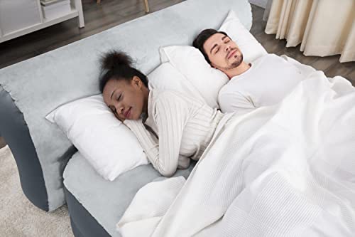 SleepLux Queen Air Mattress with Headboard | Supersoft Snugable Top, Extra Durable Tough Guard | Raised Airbed with Built in Pump + USB Charger (90"x60"x29") Grey - style: Queen ToughGuard with Headboard