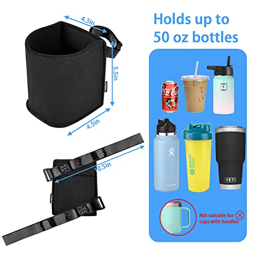 Drinking Cup Holder, Patio Curved Chaise Chair Cup Holder, Drink Holder for Swing Chair Hammock Chair Wicker Chair Egg Chair, Universal Cup & Bottle Holder for Beach Chair, Golf Cart, Wheelchair - color: Black