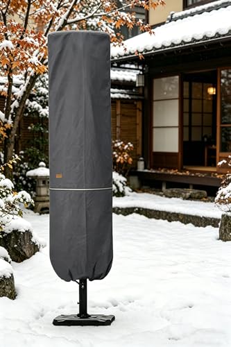 Patio Umbrella Cover with Rod for 7 to 11 Ft Umbrellas & 15 Ft Double-Sided Umbrellas, Protective Waterproof Cover with Zipper, Grey - color: Cantilever (Dark Grey/WD), size: Cantilever 7'-11' or 15' Double Sided