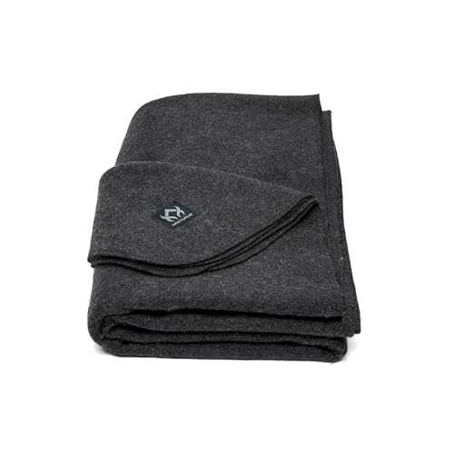 Arcturus Military Wool Blanket - Warm, Thick, Washable - Great for Outdoors, Camping, Stadium Blanket, Picnics, Travel - Car & Bushcraft Survival Kits - color: Charcoal