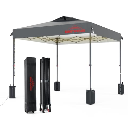 10x10 Pop Up Canopy, Easy Up Canopy Tent, Heavy Duty Tents for Parties, One Person Set Up Event Tent, Light Gray - color: Light Gray, size: 10x10