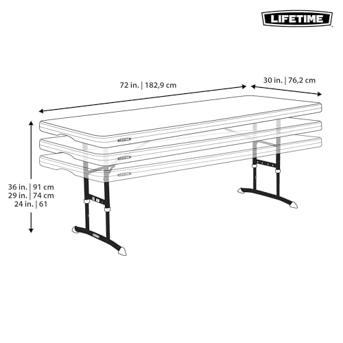 LIFETIME 6-Foot Adjustable Height Nesting Table, Commercial, Almond