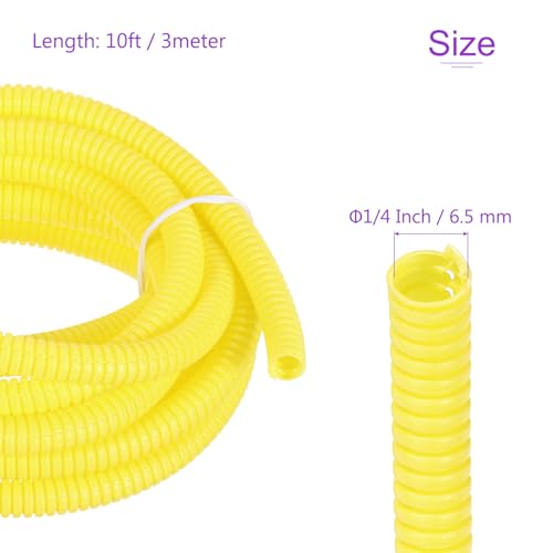 DMiotech 10ft Wire Loom Split Tubing 1/4 Inch(6.5 Mm) ID, Cord Protectors from Pet Flexible Conduit Cable Management for Office, Home, Garden, Yellow - color: Yellow, size: 1/4"-10ft