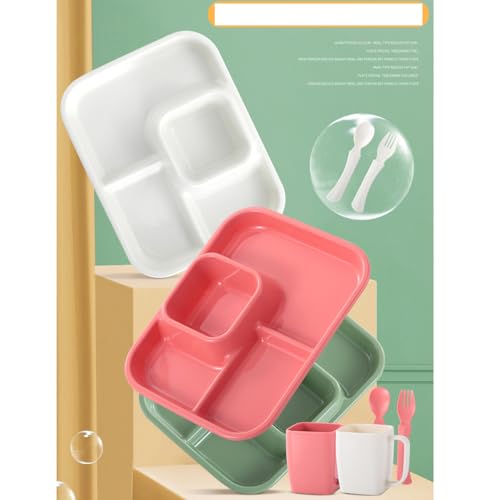 Unbreakable Rectangular Divided Plates for Adults 4 Sections Portion Control Plates Set of 2 White Plastic Dinner Plate for Camping Outdoor or Every Day Use - color: Style 2 White, size: 10.5*8.5 Inch