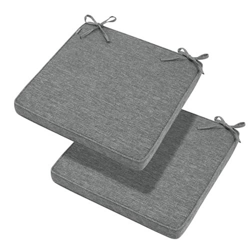 Magpie Fabrics Indoor Outdoor Waterproof Square Chair Cushion, 18" x 18" x 2.5", 2 Pack, Water Resistant Seat Cushions, for Patio Garden Office, Heather Grey - color: Heather Grey