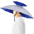 Umbrella Hat, 37 inch Fishing Umbrella Hat Hands Free Foldable UV Protection Umbrella Cap Adjustable Headwear for Fishing Golf Camping Beach Gardening Sunshade Outdoor - color: Silver/Double Layer