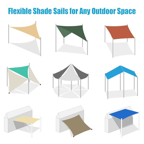 Amagenix Sun Shade Sail 08'X14' Rectangle Light Grey Heavy Duty UV Protection Breathable Canopy for Patio Lawn Garden Outdoor Use