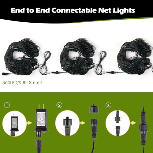 BlcTec Outdoor Christmas Lights 360 LED 9.8ft x 6.6ft Christmas Net Lights with 8 Modes, UL Certified, Timer, Connectable, Waterproof for Trees, Bushes, Shrubs, Yard Outdoor Xmas Decorations, Red - color: Red, size: 360LED