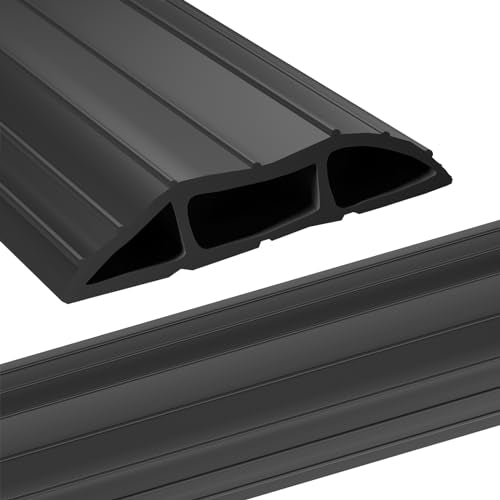 AGPTEK Heavy Duty Floor Cable Cover Cable Protector, 6.5 Ft Floor Cord Protector 3 Channels Floor Cord Cover (Mid Channel 0.62") Contains Cords, Cables and Wires, Good for Office, Home, or Outdoor - color: Black-B