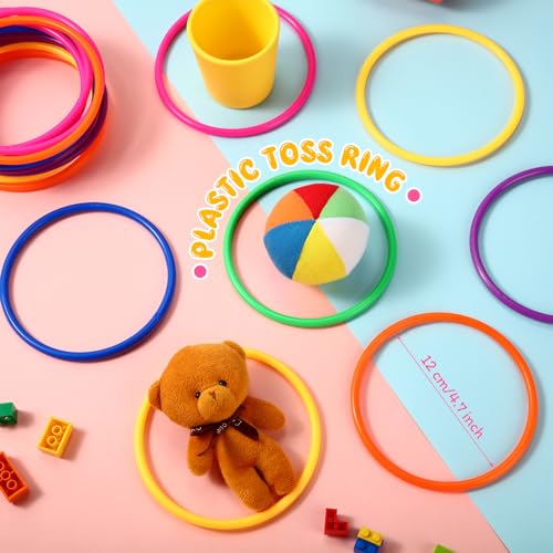 Foilswirl 48 Pcs Multicolor Plastic Rings for Ring Toss Game Carnival Outdoor Game for Kids Activity Games Speed Agility Practice Carnival Party - size: 4.7 Inch