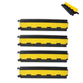 4 Packs Heavy Duty Cable Protector Ramp, 2 Channel 35200lbs Capacity Rubber Cable Ramps, Hose Ramp for Driveway, Traffic Speed Bump for Outdoor - size: 2 Channels-4PC