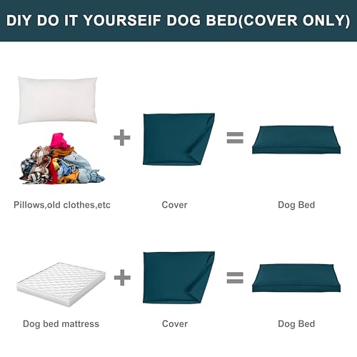 Dog Bed Covers Replacement Washable, Waterproof Dog Bed Cover with Zipper, 44Lx32Wx3H inch Durable Oxford Pet Bed Cover for Outdoor/Indoor Use, Cover Only, Cyan - color: Cyan, size: 44*32*3 inch