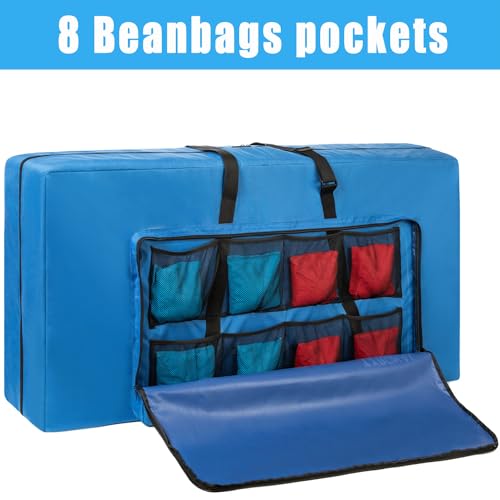 Cornhole Carrying Case Fits 4' x 2' Regulation Size Board, Cornhole Carrying Bag with Protective Padded Foam and One large pockets for Cornhole Outdoor Games, Only Bag. (Blue) - color: Blue