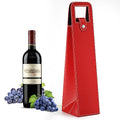 RYDDOY Wine Gift Bag, Reusable Leather Wine Tote Carrier, Single Bottle Champagne Beer Gift Bags Carrier for Birthday, Wedding, Picnic Party, Christmas festival Gifts (Red) - color: A-Red-16.1×3.5×3.5