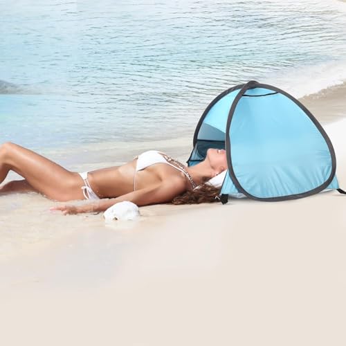 Pop Up Dog Beach Tent, Mini Head Shelters, Small Dog Beach Sun Shelters, Waterproof and Breathable Mobile Phone Stand with Tent Nails, 80cm - color: Sky-Breathable-31.5in