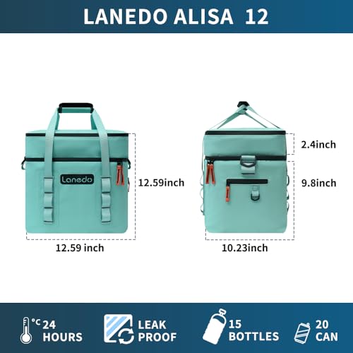 Lisa Lunch Soft Cooler 20/36 Can, Insulated Bag Portable Ice Chest Box for Lunch, Beach, Drink, Beverage, Travel, Camping, Picnic, Car, Trips, Cooler Leak-Proof - color: 20 Can light green