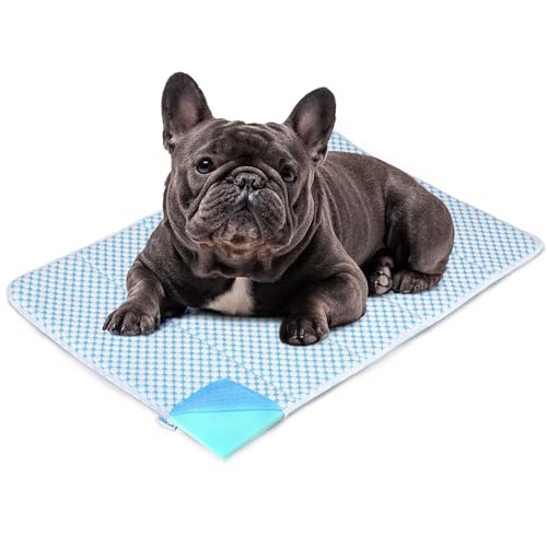Cooling Dog Mat Q-Max>0.5 - Rapid Cooling Tech, Thin Breathable Crate Pad, Portable Washable Summer Mat, Chill Soothing Fabric - 30"x20" Medium Dog, Blue - color: Blue, size: 30"L x 20"W x 0.8"H