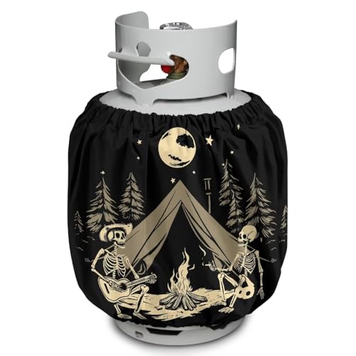 Propane Tank Covers 20lb Protective Propane Tank Blanket for Grill, Travel Trailer RV, and Outdoor Use Windproof Weatherproof Gas Cover Skull Camping - color: Skull Camping
