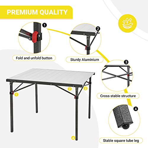 KingCamp Aluminum Folding Camp Table - Lightweight, Portable, Roll Up for Outdoor Camping, Picnic, Barbecue - color: Black/Silver_40.1"x27.6",4-5person