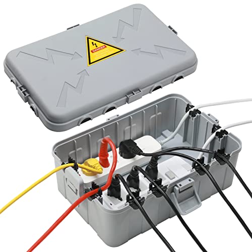 Hrensaw Large Outdoor Electrical Box(12.5x8.5x5inch),IP54 Waterproof Outdoor Outlet Covers,Weatherproof Extension Cord Covers Protect Outlet,Plug,Timer,Power Strip,Holiday Light,Grey - color: Grey, size: Large