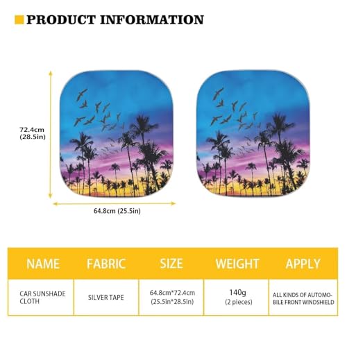 Classic Beach Car Windshield Sun Shade 2 Pieces Portable Windshield Sun Shade Space Sun Shield Automotive Interior Sun Protection Protect Your Car Block The Sunlight - color: Classic Beach