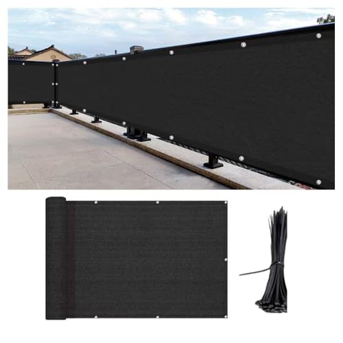Balcony Privacy Screen & Deck Privacy Fence, 3x16.4FT Heavy Duty UV Resistant Outdoor Wind Block Fence Covering for Patio, Stylish Seclusion Easy Installation, Black - color: Black