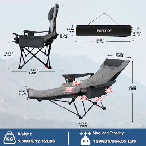 2-Pack Reclining Camping Chair 4 Position with Foot Rest Comfortable for Adults 265Ibs Folding Lounger Mesh Beach Chair with Cooler Bag,Cotton Cushion and Cup Holder for Outdoor Patio - color: Grey, style: 2-Pack with Cotton Pad