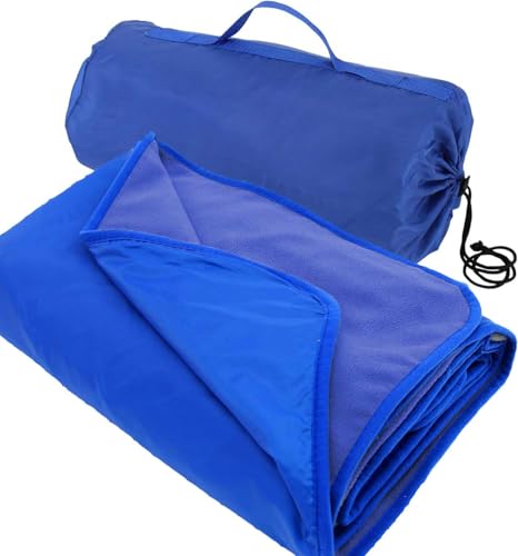Threadart Outdoor Rainproof & Windproof Thick Stadium Blanket | for Camping, Picnic, Sports, Festivals, Football, Baseball, Concerts, Parks, Beach 55" x 79" - color: Royal Blue
