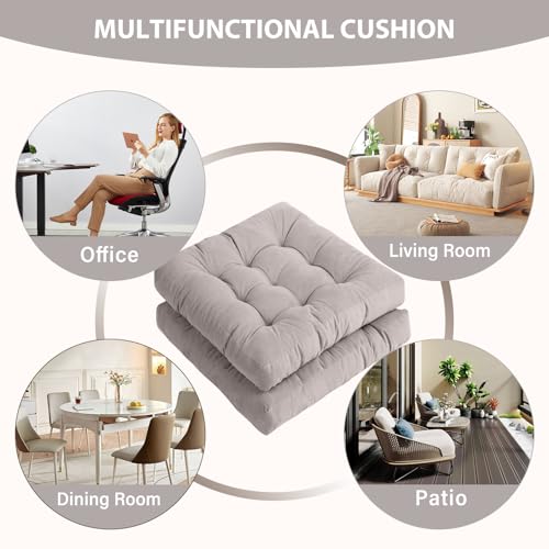 Tiita Outdoor Cushions Square Floor Pillow Thicken Tufted Seat Pad Large Floor Cushion for Yoga Meditation Living Room - color: Square|grey, size: 2 Count (Pack of 1)