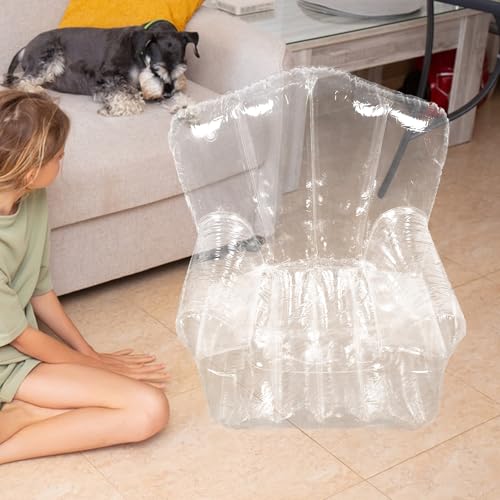 Transparent Inflatable Sofa Chair - PVC Blow Up Couch Portable Clear Lounger - Camping Lazy Air Couch for Balcony Pool Picnic