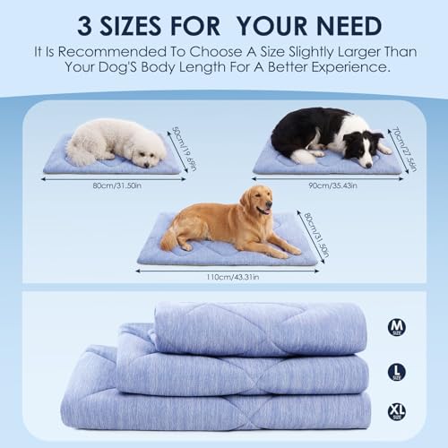 ASENKU Dog Cooling Mat, Portable & Durable Cooling Mat for Dogs, Summer Anti-Slip Breathable Cooling Bed for Large Dogs 60–100 lbs (Golden Retriever, Lab, German Shepherd), 43x32 inches, Blue Diamond - color: Haze Blue, size: X-Large