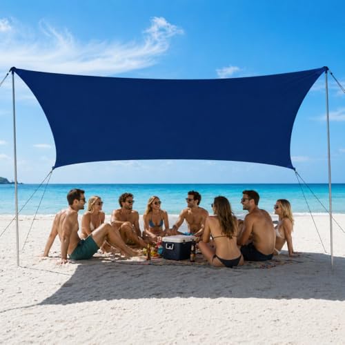 EasierHike Beach Shade Tent, 10 × 10 Ft Portable Easy Pop Up Beach Canopy, UPF50+ Sun Protection Shelter, Windproof & Water Resistant, Stable with 4 Sandbags & Windproof Cords, Perfect for Family - color: Royal Blue, size: 10x10 FT 4 Poles