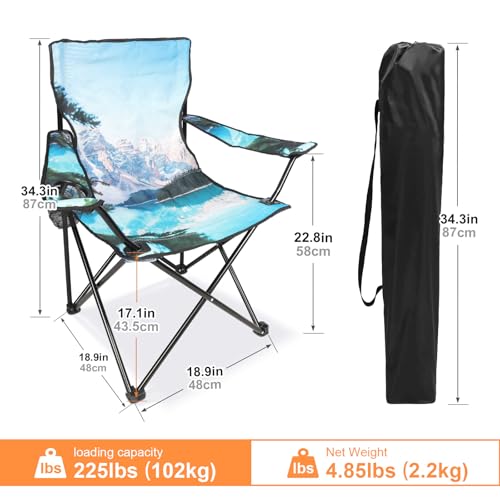 Northroad 2 Pack Camping Chairs Portable Camp Chairs, Folding Lawn Chairs with Cup Holder for Outdoor Camping, Hiking, Travel, Patio, Beach, Picnics - color: Light Blue