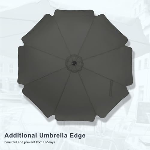 MASTERCANOPY Valance Patio Umbrella for Outdoor Table Market -8 Ribs (9ft, Dark Gray) - color: Dark Gray, size: 9FT