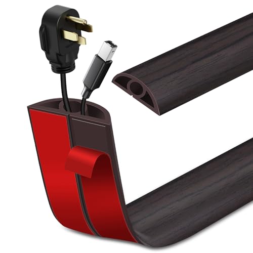 Floor Cord Cover Self Adhesive Cord Hider Floor Extension Cord Covers for Floor Power Cord Protector Cable Management Prevent Cable Trips Cable Cavity 0.32" W x 0.32" H (Dark Walnut, 3.3Ft) - color: Dark Walnut, size: 0.79" x 3.3'
