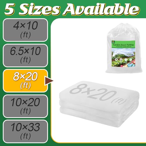 8x20ft Large Garden Netting - Ultra Fine Mesh Plant Covers to Keep Small Animals Pest Out, Bird Barrier for Protecting Vegetables Fruits Flowers Raised Beds (Without Pole) - size: 8 x 20 ft
