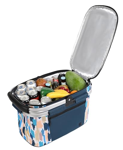 ALLCAMP Picnic Basket - Insulated Cooler, Thickening Foldable Picnic Basket with Removable Baskets & Sewn-in Frame, Basket for House Warming Gifts New Home(Graffiti Pattern) - color: Graffiti Pattern, size: Medium