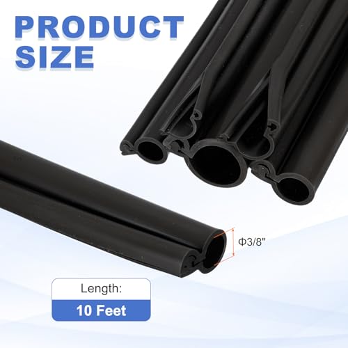 MECCANIXITY 10ft Cable Management Sleeve, 3/8 Inch ID Flexible Cord Wires Hider Cover Insulation Snap-fit Protector for Substation, High-Voltage Electrical Networks, Black - size: 3/8 Inch