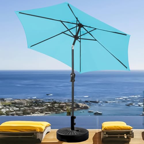 GDY 7.5ft Patio Umbrella Outdoor Umbrella with Tilt, Crank and Umbrella Weighted Base, for Yard/Outdoor/Wedding Parties and Events (Blue) - color: Blue, size: Umbrella+Base