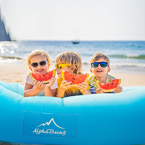 AlphaBeing Inflatable Lounger Air Sofa, Portable Inflatable Couch Mesh Hollow Air Hammock Anti Leakage Air Chair for Outdoor Camping Beach Traveling - color: Blue