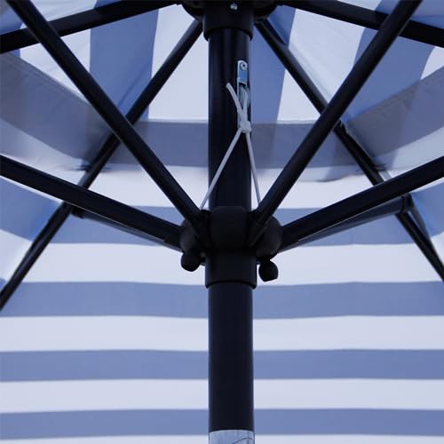 Blissun 7.5 ft Patio Umbrella, Yard Umbrella, Outdoor Market Umbrella with Push Button Tilt Crank (Blue&White) - color: Blue & White stripe