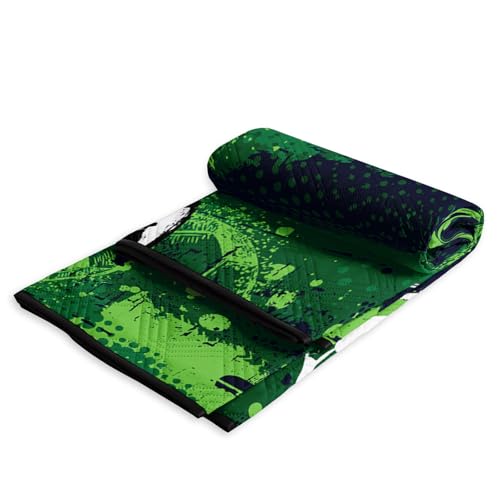 Outdoor Picnic Blanket Portable Ultrasonic Waterproof Picnic Cartoon Soccer Green Printed Camping Beach Mat for Sand and Wet Grass Hiking (Cartoon Soccer S - color: Cartoon Soccer, size: Standard - 59"x78"