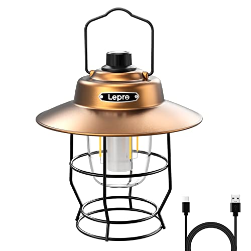 Lepro Vintage LED Camping Lantern Rechargeable, Power Bank, Christmas Decorations, Retro Style, Classic Railroad Lantern with Dimmable Control, Portable Hanging Tent Light for Camping, Power Outages