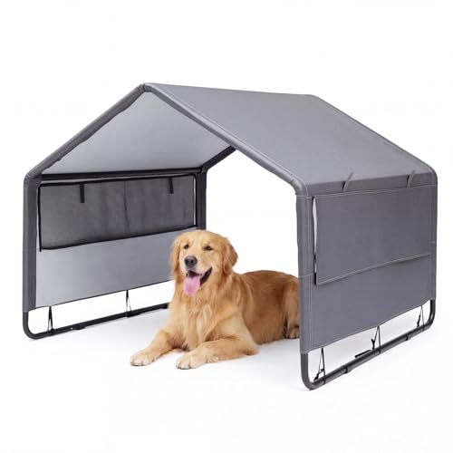 MEWANG Outdoor Dog House - Waterproof Portable Puppy Camping Tent,Ventilation Windows & Sun Protection, Lightweight Snap-fit Design for Small/Medium/Large Dogs, Beach, Backyard, Hiking (Grey, Large) - color: grey, size: Large