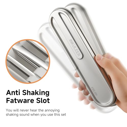 Travel cutlery set, 18/8 stainless steel cutlery, Reusable utensils set with case, Portable Silverware Lunch Box for Camping and Office-Stainless steel - color: Stainless Steel